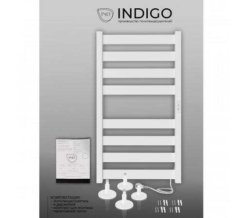 Полотенцесушитель электрический Indigo Oktava Slim 5 800х430 мм 85 Вт с терморегулятором белый Полотенцесушитель электрический Indigo Oktava Slim 5 800х430 мм 85 Вт с терморегулятором белый