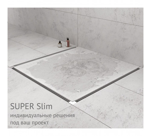 Лоток душевой Berges Wasserhaus Super Slim с гидрозатвором 600х94 d50 мм решетка из нержавеющей стали (090152)