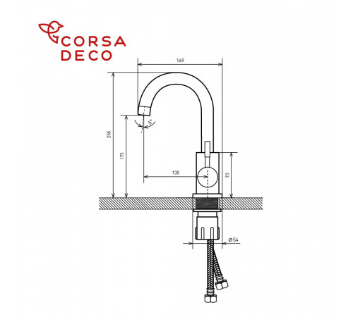 Смеситель для кухни и раковины Corsa Deco SS нержавеющая сталь с поворотным изливом однорычажный (FKSS) Смеситель для кухни и раковины Corsa Deco SS нержавеющая сталь с поворотным изливом однорычажный (FKSS)