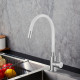 Смеситель для кухни Esko Kitchen сталь/белый с гибким изливом однорычажный (K44 W)