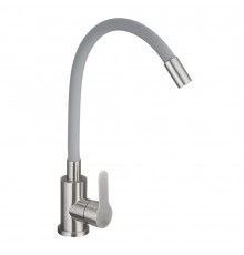 Смеситель для кухни Corsa Deco Vega Steel сталь/серый с гибким изливом однорычажный (966367)