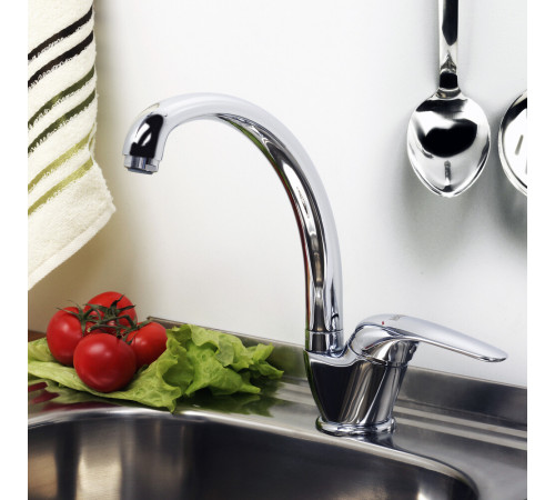 Смеситель для кухни WasserKraft Rossel хром с высоким изливом однорычажный (2807)