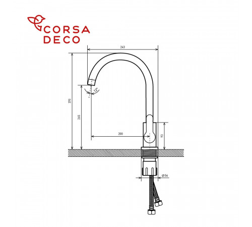 Смеситель для кухни Corsa Deco Creek графит с высоким изливом однорычажный (FKCSMG) Смеситель для кухни Corsa Deco Creek графит с высоким изливом однорычажный (FKCSMG)
