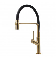 Смеситель для кухни Esko Gold черный/золото с гибким изливом однорычажный (K50GB)