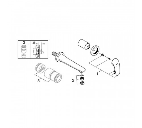 Смеситель для раковины встраиваемый Grohe Eurostyle хром однорычажный без скрытой части в комплекте (29097003) Смеситель для раковины встраиваемый Grohe Eurostyle хром однорычажный без скрытой части в комплекте (29097003)
