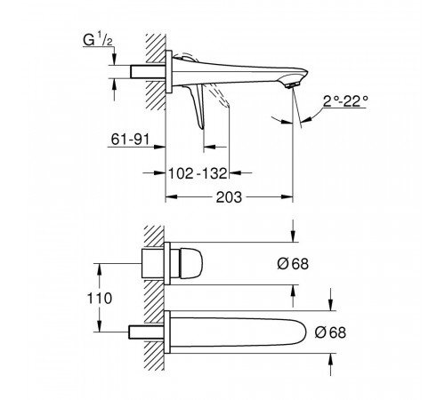Смеситель для раковины встраиваемый Grohe Eurostyle хром однорычажный без скрытой части в комплекте (29097003) Смеситель для раковины встраиваемый Grohe Eurostyle хром однорычажный без скрытой части в комплекте (29097003)