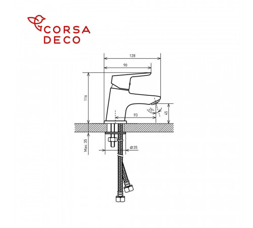 Смеситель для раковины Corsa Deco PX хром однорычажный (FBPX) Смеситель для раковины Corsa Deco PX хром однорычажный (FBPX)