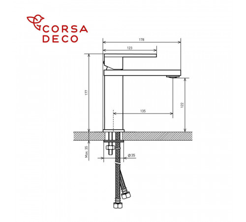 Смеситель для раковины Corsa Deco FX хром однорычажный (FBFX) Смеситель для раковины Corsa Deco FX хром однорычажный (FBFX)