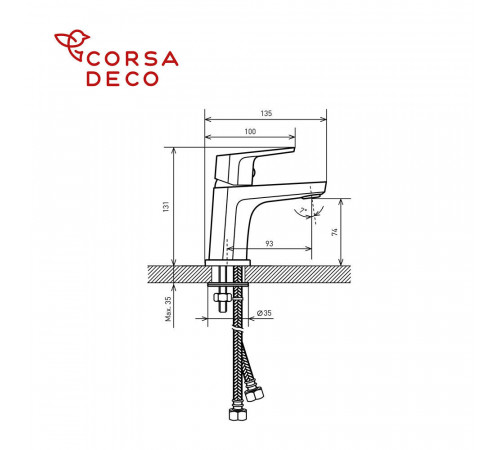 Смеситель для раковины Corsa Deco CX хром однорычажный (FBCX) Смеситель для раковины Corsa Deco CX хром однорычажный (FBCX)