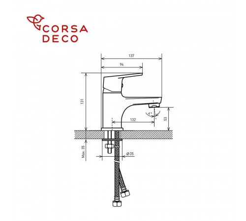 Смеситель для раковины с гигиеническим душем двухрежимным Corsa Deco CX хром однорычажный (FBCXH) Смеситель для раковины с гигиеническим душем двухрежимным Corsa Deco CX хром однорычажный (FBCXH)