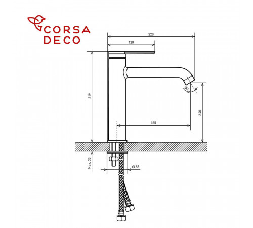 Смеситель для раковины высокий Corsa Deco VX черный однорычажный (FBVXLB) Смеситель для раковины высокий Corsa Deco VX черный однорычажный (FBVXLB)