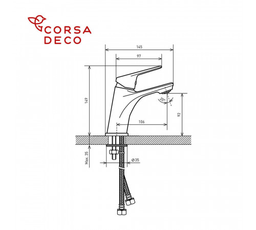Смеситель для раковины Corsa Deco KX черный однорычажный (FBKXB) Смеситель для раковины Corsa Deco KX черный однорычажный (FBKXB)