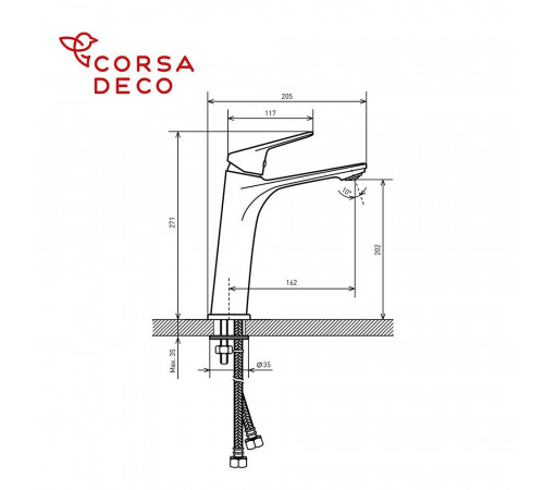 Смеситель для раковины высокий Corsa Deco KX черный однорычажный (FBKXLB) Смеситель для раковины высокий Corsa Deco KX черный однорычажный (FBKXLB)