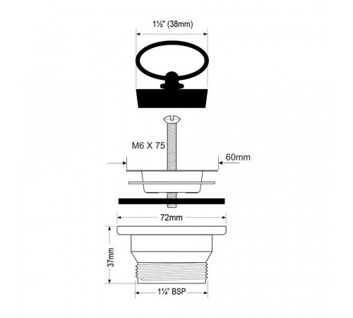 Выпуск для раковины McAlpine 1 1/4х60 мм хром (MRWW1)