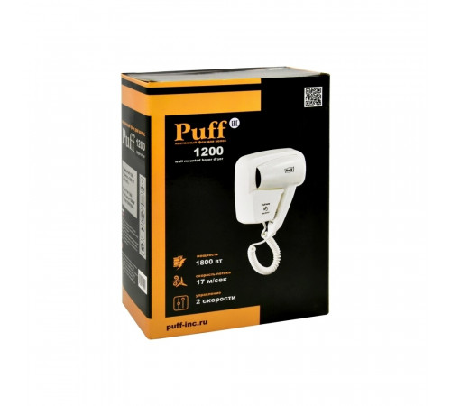 Фен для волос настенный Puff 1200 1200 Вт белый Фен для волос настенный Puff 1200 1200 Вт белый
