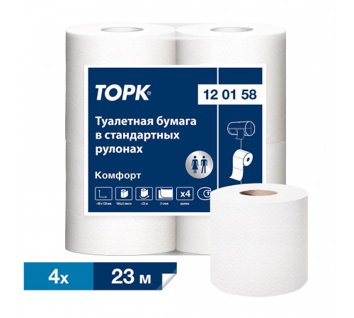 Туалетная бумага Tork Advanced в стандартных рулонах 23 м (4 шт.) Туалетная бумага Tork Advanced в стандартных рулонах 23 м (4 шт.)