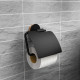 Держатель для туалетной бумаги Fora Lord с крышкой металл черный (FOR-LORD015BL)