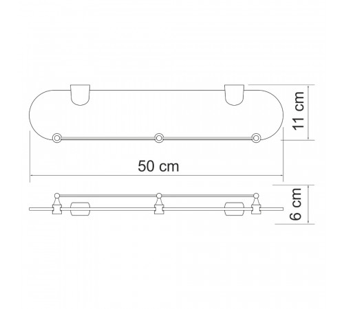 Полка для ванной WasserKraft Berkel K-6800 113х500х60 мм стекло/металл хром (K-6844)