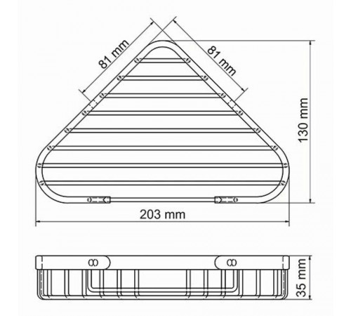 Полка для ванной WasserKraft угловая 130х203х35 мм металл белая (K-733W)
