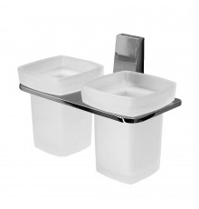 Стакан для ванной WasserKraft Lopau с держателем двойной стекло матовый/металл хром (K-6028D)