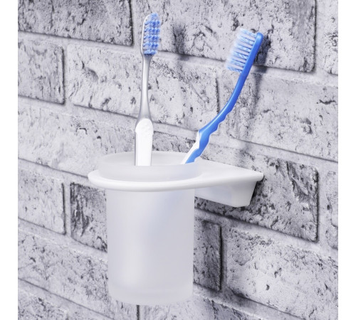 Стакан для ванной WasserKraft Kammel с держателем стекло матовый/металл белый (K-8328W) Стакан для ванной WasserKraft Kammel с держателем стекло матовый/металл белый (K-8328W)