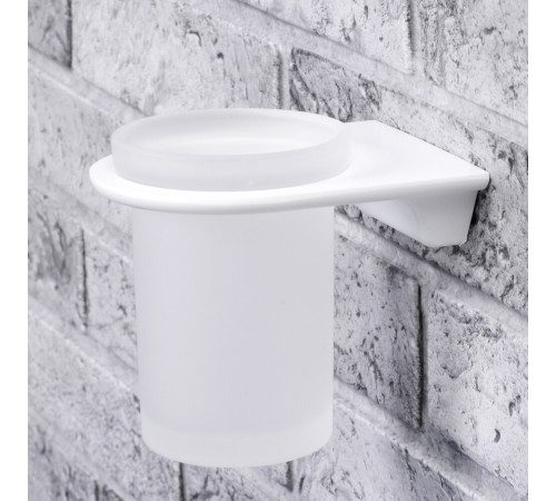 Стакан для ванной WasserKraft Kammel с держателем стекло матовый/металл белый (K-8328W) Стакан для ванной WasserKraft Kammel с держателем стекло матовый/металл белый (K-8328W)