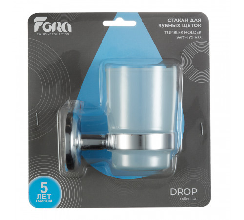 Стакан для ванной Fora Drop с держателем стекло прозрачный/ металл хром (FOR-DP044) Стакан для ванной Fora Drop с держателем стекло прозрачный/ металл хром (FOR-DP044)