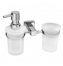 Дозатор для мыла WasserKraft Lippe с держателем стекло матовый/металл хром (K-6589)