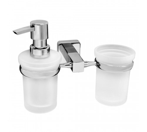 Дозатор для мыла WasserKraft Lippe с держателем стекло матовый/металл хром (K-6589) Дозатор для мыла WasserKraft Lippe с держателем стекло матовый/металл хром (K-6589)