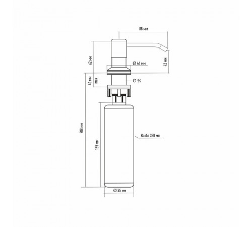 Дозатор для моющего средства Mixline D-01 330 мл пластиковый черный встраиваемый (541468) Дозатор для моющего средства Mixline D-01 330 мл пластиковый черный встраиваемый (541468)