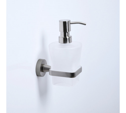 Дозатор для мыла WasserKraft Tauber с держателем стекло матовый/металл никель (K-64499)