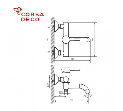 Смеситель для ванны Сorsa Deco NS черный однорычажный с коротким изливом с лейкой (FBTNS1B) Смеситель для ванны Сorsa Deco NS черный однорычажный с коротким изливом с лейкой (FBTNS1B)