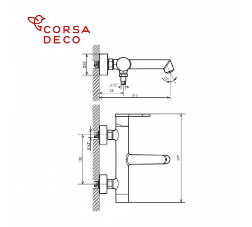 Смеситель для ванны Corsa Deco EX хром однорычажный с коротким изливом с лейкой (FBTEX1) Смеситель для ванны Corsa Deco EX хром однорычажный с коротким изливом с лейкой (FBTEX1)