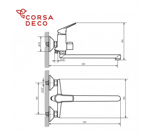 Смеситель для ванны Corsa Deco KX хром однорычажный с длинным изливом с лейкой (FBTKX3) Смеситель для ванны Corsa Deco KX хром однорычажный с длинным изливом с лейкой (FBTKX3)