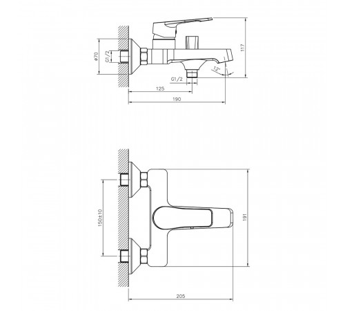 Смеситель для ванны Decoroom DR23 хром однорычажный с коротким изливом с лейкой (DR23036) Смеситель для ванны Decoroom DR23 хром однорычажный с коротким изливом с лейкой (DR23036)