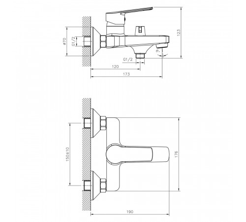 Смеситель для ванны Decoroom DR22 хром однорычажный с коротким изливом с лейкой (DR22036) Смеситель для ванны Decoroom DR22 хром однорычажный с коротким изливом с лейкой (DR22036)
