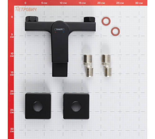 Смеситель для ванны Hansgrohe Vernis Shape черный однорычажный с коротким изливом без лейки (71450670) Смеситель для ванны Hansgrohe Vernis Shape черный однорычажный с коротким изливом без лейки (71450670)