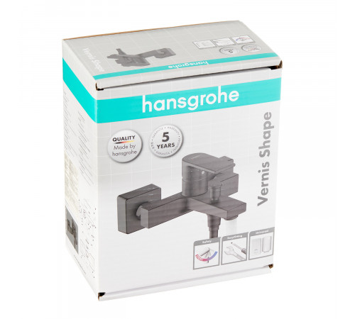 Смеситель для ванны Hansgrohe Vernis Shape черный однорычажный с коротким изливом без лейки (71450670) Смеситель для ванны Hansgrohe Vernis Shape черный однорычажный с коротким изливом без лейки (71450670)