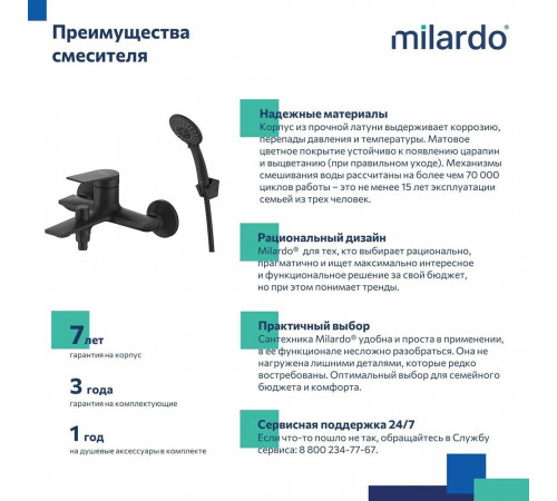 Смеситель для ванны Milardo Azure черный однорычажный с коротким изливом с лейкой (AZUBL00M02) Смеситель для ванны Milardo Azure черный однорычажный с коротким изливом с лейкой (AZUBL00M02)