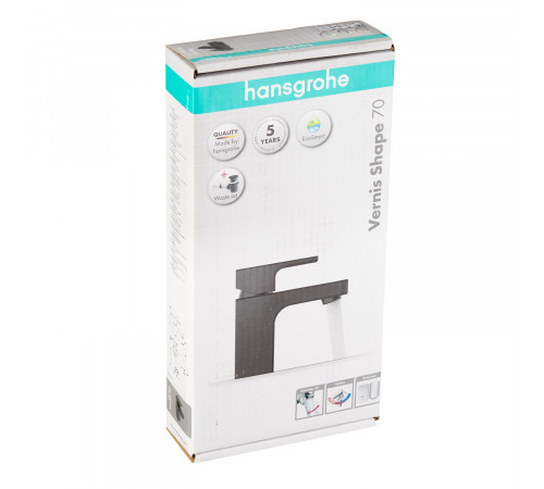 Смеситель для раковины Hansgrohe Vernis Shape черный однорычажный с донным клапаном (71560670)