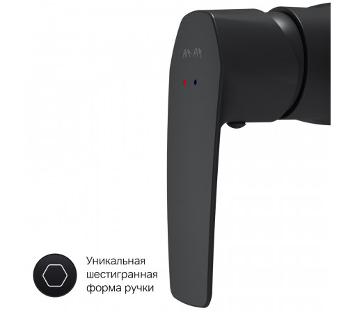 Смеситель для душа без излива AM.PM Gem черный без лейки однорычажный (F90A20022)