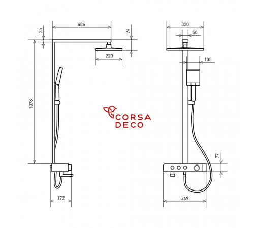 Душевая система Corsa Deco QX с верхним душем с лейкой с термостатом черная матовая (SSFTQX320QB) Душевая система Corsa Deco QX с верхним душем с лейкой с термостатом черная матовая (SSFTQX320QB)