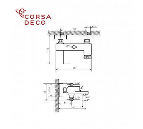 Душевая система Corsa Deco TX с верхним душем с лейкой со смесителем черная (SSFTX250QB)