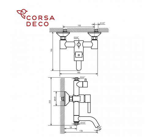 Душевая система Corsa Deco AX с верхним душем с лейкой со смесителем хром (SSFAX250S) Душевая система Corsa Deco AX с верхним душем с лейкой со смесителем хром (SSFAX250S)