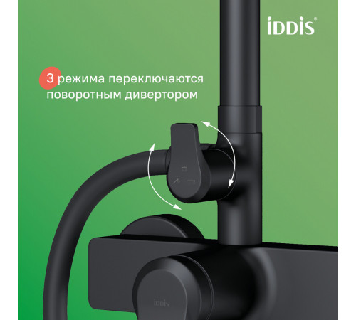 Душевая система Iddis Parker с верхним душем с лейкой со смесителем черная матовая (PARBL3Fi06) Душевая система Iddis Parker с верхним душем с лейкой со смесителем черная матовая (PARBL3Fi06)