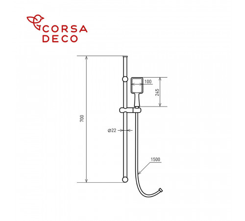 Душевой комплект Corsa Deco TX со шлангом со стойкой черный (SSETTX100QB) Душевой комплект Corsa Deco TX со шлангом со стойкой черный (SSETTX100QB)
