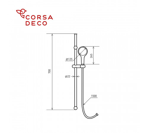 Душевой комплект Corsa Deco CX со шлангом со стойкой черный (SSETCX125SB) Душевой комплект Corsa Deco CX со шлангом со стойкой черный (SSETCX125SB)