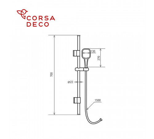 Душевой комплект Corsa Deco CX со шлангом со стойкой черный (SSETCX130QB) Душевой комплект Corsa Deco CX со шлангом со стойкой черный (SSETCX130QB)