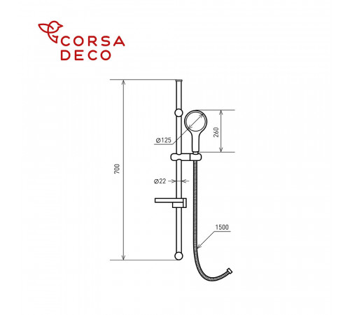 Душевой комплект Corsa Deco AX со шлангом со стойкой хром (SSETAX120S) Душевой комплект Corsa Deco AX со шлангом со стойкой хром (SSETAX120S)