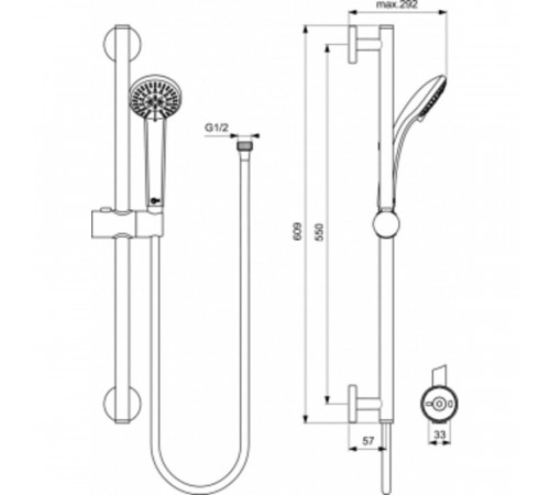 Душевой комплект Ideal Standard Una с лейкой со стойкой хром (B1248AA)
